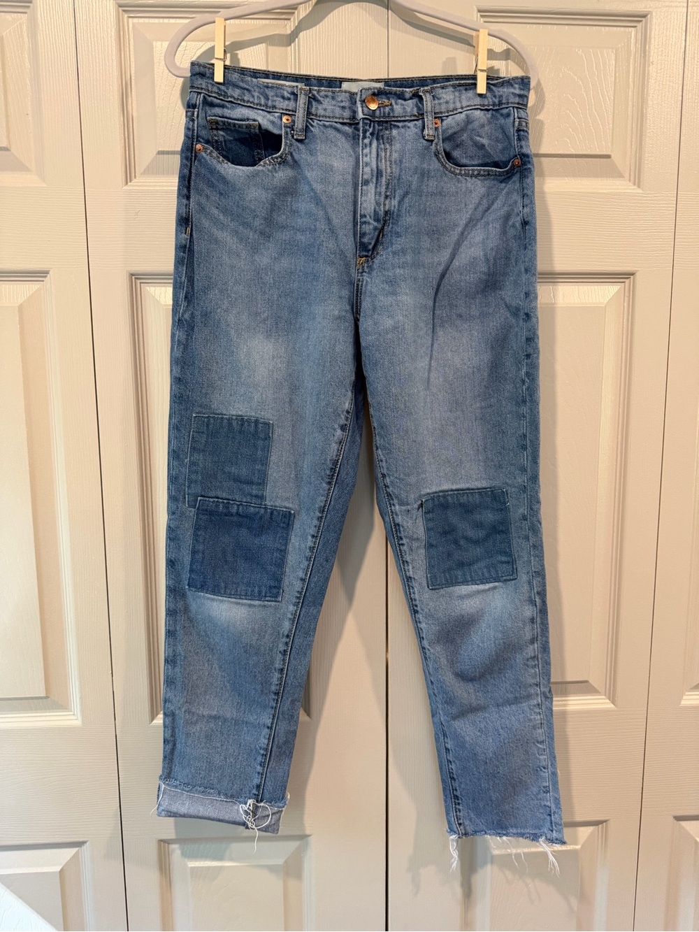 Universal Thread Medium Blue Boyfriend Jeans with Knee Patchwork